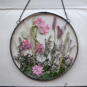 Mothers gift, Circle Pressed Flowers, Large Pressed Flower, Preserved Flower Art, Pressed pink Flower Art, Botanical Art, Wedding Couple
