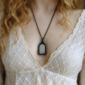 half arch Mirror Necklace, Mirror Pendant, Mirror Jewelry,  Looking Glass Jewelry, Small Mirror Pendant, Stained glass Necklace