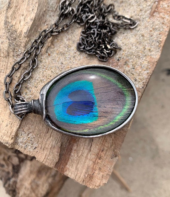 Peacock feather necklace - Silvermerc Designs - 4269993