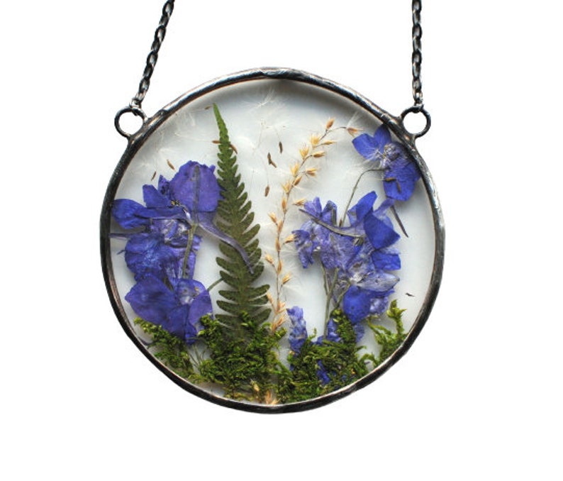 Pressed Flower Frame Glass Art Frame Stained Glass Panel Etsy