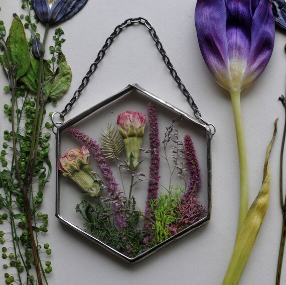 Pressed Flowers, Pressed Flower Frame, Framed Dried Flowers, Wall Hanging,  Floating Frame, Office Decor, Fast Shiping 