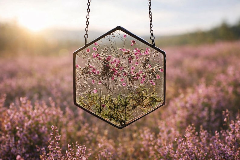 Pressed Flower Stained Glass Decor: Air Plant Terrarium image 10