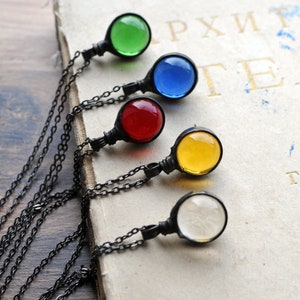 Stained Glass Jewelry, Crystal Ball Necklace, Clear Glass Ball, Glass Sphere Necklace, Globe Jewelry, MARIAELA, Orb Pendant, Colorful