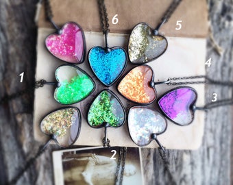 Glitter heart necklace, Dancing glitter, Heart necklace, Sparkly necklace, Glitter heart, Glitter, Sparkle, Dancing heart, Glittery