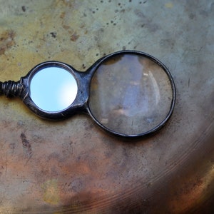 Mirror necklace, celestial necklace, celestial jewelry, long chain necklace, mirror pendant, magnifier necklace, magnifying glass necklace