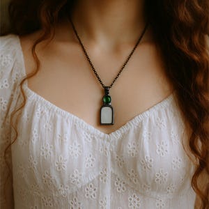 half arch Mirror Necklace, Mirror Pendant, Mirror Jewelry,  Looking Glass Jewelry, Small Mirror Pendant, Stained glass Necklace