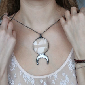 moon necklace, celestial jewelry, loupe necklace, magnyfing glass necklace, Glass Pendant, wearable loupe, magnifer pendant, long necklace