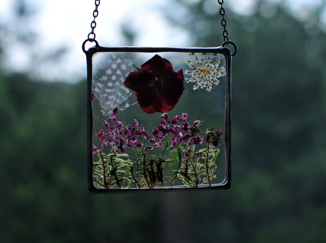 Pressed Flowers pressed flower frame Stained Glass Frame Etsy