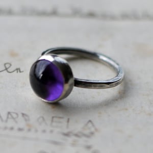 stacking ring, amethyst ring, US 10.0 - purple stone, birthstone ring, gemstone ring, silver ring, Sterling silver, Stackable ring