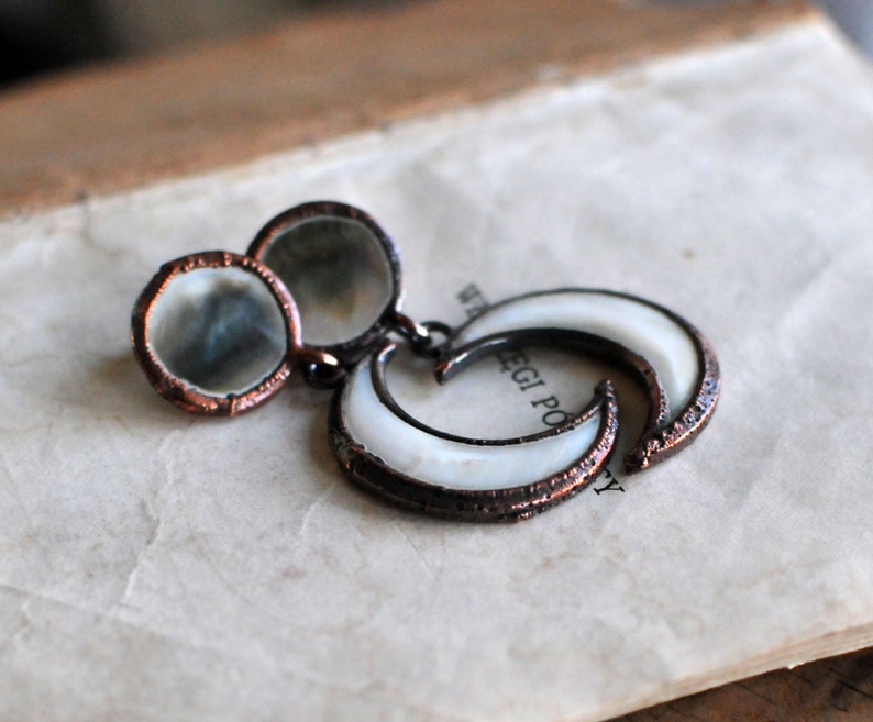 celestial earrings pearl earrings full moon earrings moon phase earrings half moon jewelry moon danging earrings