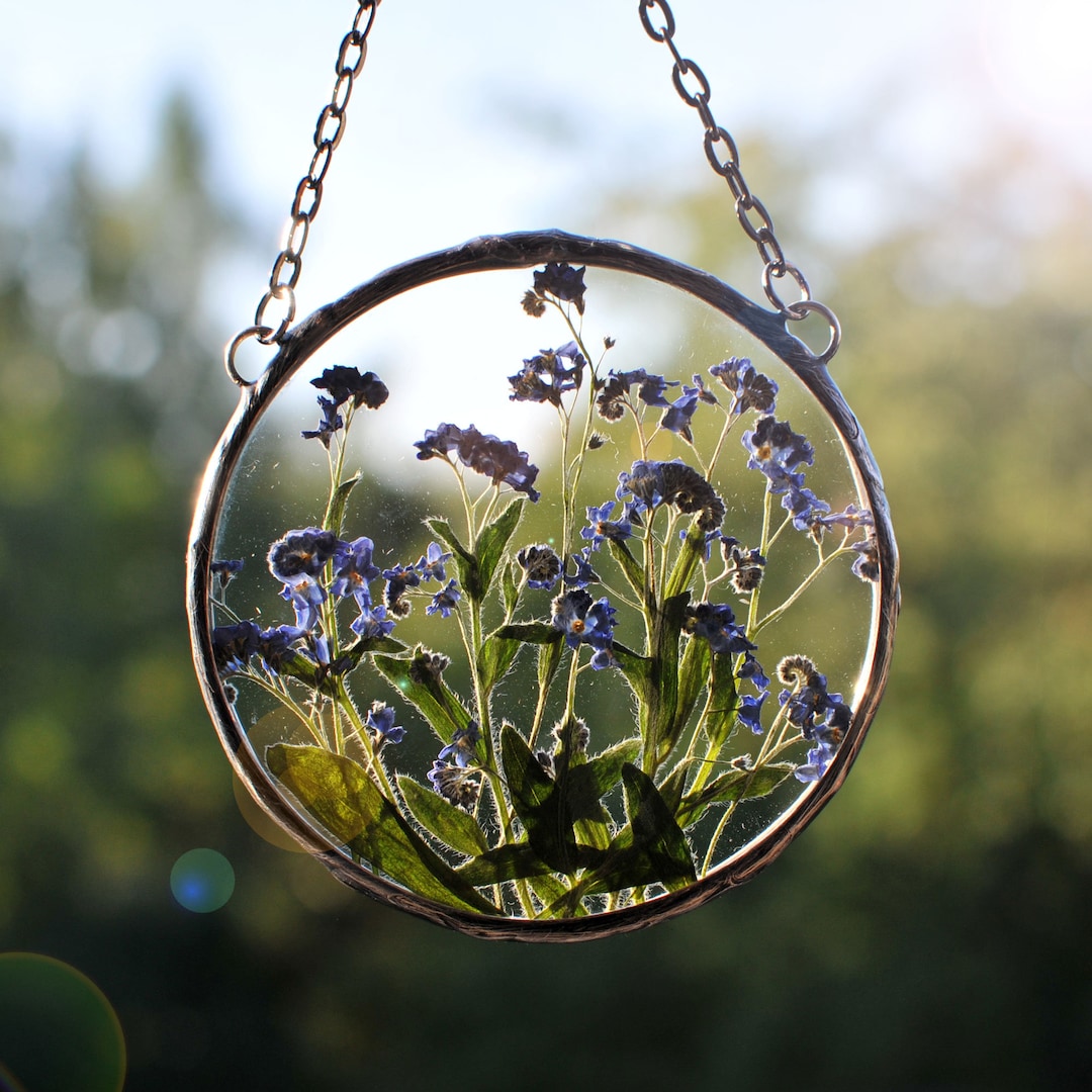 Pressed Flower Art, Glass Art Frame, Glass Hanging