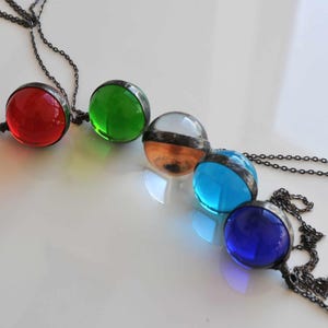 Stained Glass Jewelry, Crystal Ball Necklace, Clear Glass Ball, Glass Sphere Necklace, Globe Jewelry, MARIAELA, Orb Pendant, Colorful