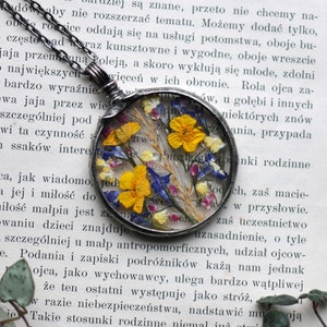 Terrarium Jewelry, Botanical Necklace, Flower Jewelry, Pressed Flower Necklace, Stained Glass Jewelry, MARIAELA, meadow pendant image 5