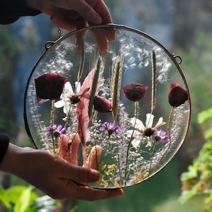 Circle Pressed Flower Art: Botanical Floating Frame Decor