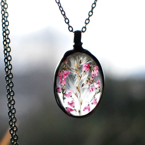 Pressed Flower Wedding Necklace Glass Necklace Terrarium Etsy