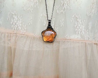 salomon star necklace, sancather,  Special necklace by MARIAELA, Tiffany Pendant, blue  Pendant,  Glass Pendant