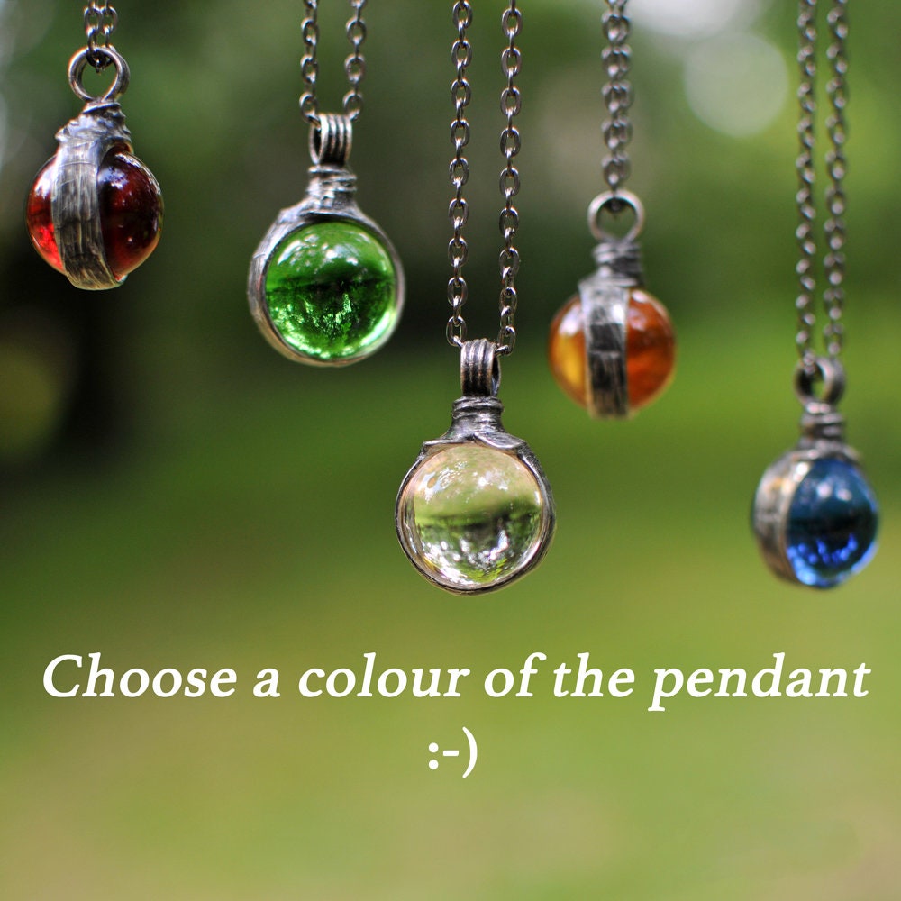 Crystal Ball Necklace Clear Glass Ball 