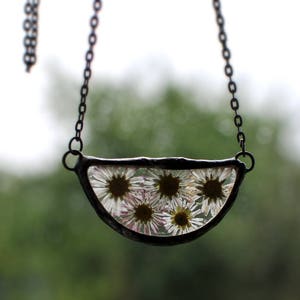 Daisy necklace, Terrarium Jewelry, my bridesmaid, bridesmaid proposal, friend necklace, fairytale gifts, pressed flower image 3