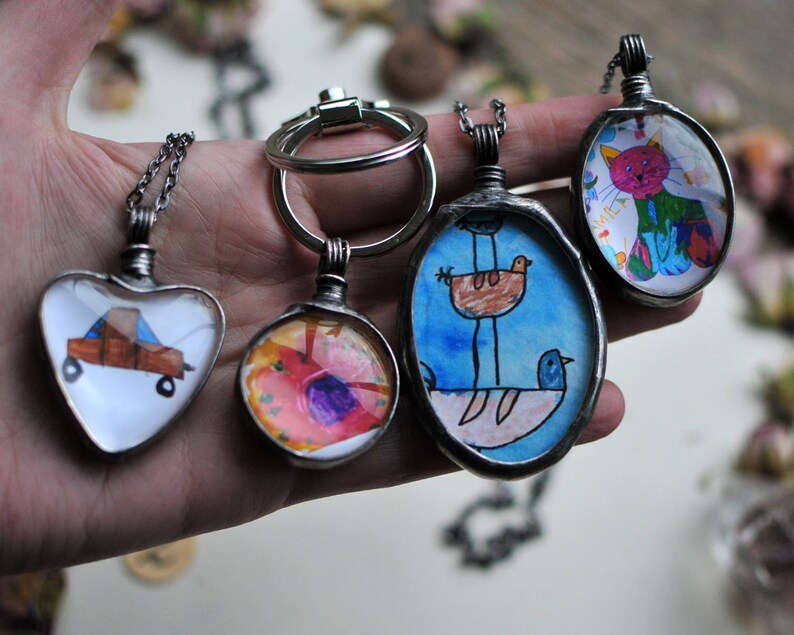 commemorative gift custom drawing picture necklace Personalized Mom Gift photo necklace drawing jewelry photo ornaments inspirational