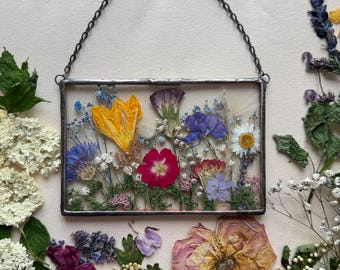 Framed Pressed Flower Wall Hanging: Botanical Glass Art