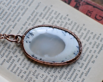 Agate Necklace, electroformed necklace, Crystal Necklace, free shipping jewelry, Bohemian Jewelry, natural agate, oak