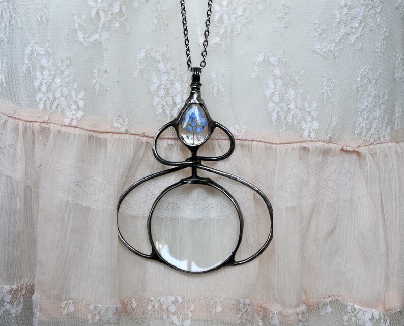 Loupe Necklace Magnifying Glass Glass Necklace Magnifying Etsy
