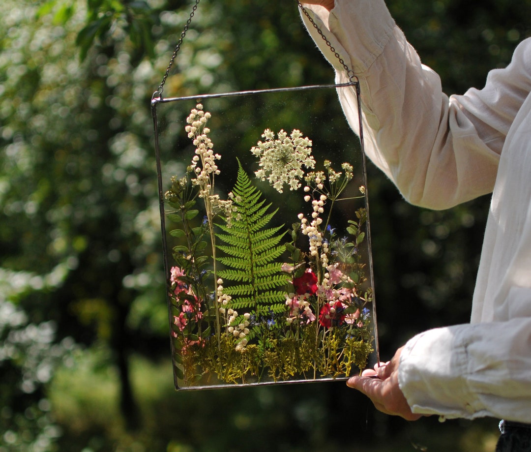 Pressed Flower Frame Stained Glass Panel Herbarium Frame Etsy 日本