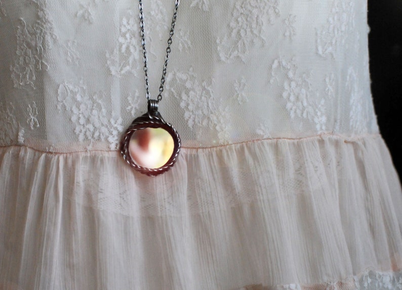 Mirror necklace, celestial necklace, celestial jewelry, long chain necklace, mirror pendant, stained glass, mirror jewelry image 5