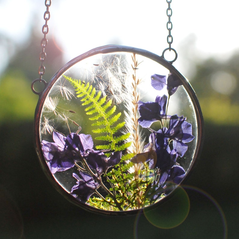 Pressed Flower Frame Glass Art Frame Stained Glass Panel Etsy