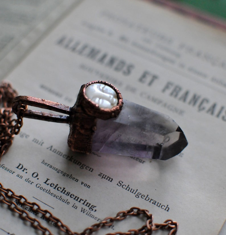moon necklace amethyst necklace amethyst pendant gemstone neckalce february birthstone amethyst stone purple necklace raw necklace