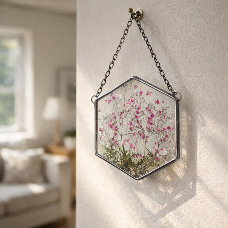 Pressed Flower Stained Glass Decor: Air Plant Terrarium image 3