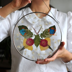 Girls Personalized Butterfly, Botanical Art, Butterfly Decor, Butterfly Floral Arrangement, Pressed Flower Decor, Metamorphosis, nursery