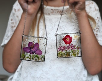 Pressed Flowers, pressed flower frame, Stained Glass Frame, Pressed Flowers, Framed Dried Flowers, Double glass frame, flowers display