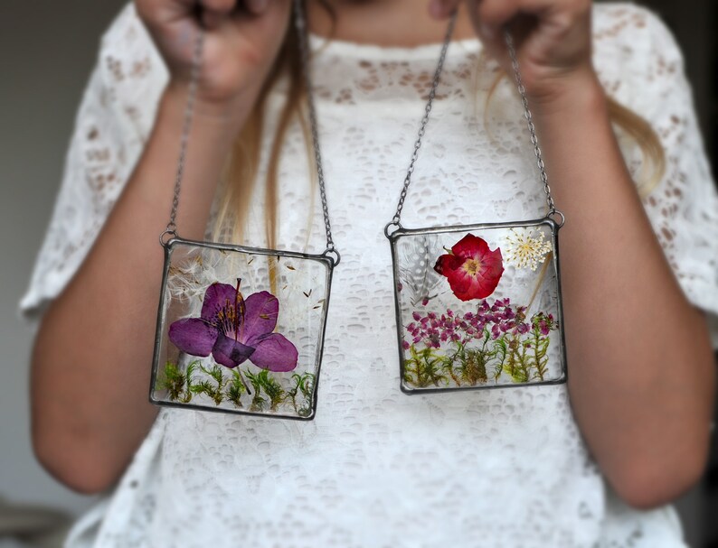 Pressed Flowers pressed flower frame Stained Glass Frame Etsy