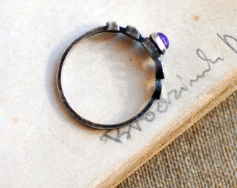 8,5 Amethyst Ring, Mondphase Ring, Mond Ring, Mondzyklus Ring, himmlischer Schmuck, Sterling Silber