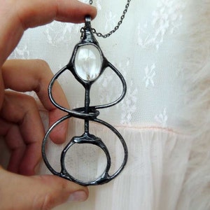 Magnifier Necklace, Loupe Necklace, Dandelion Necklace, Reading Pendant, Vintage Magnifying Glass, Handmade Jewelry Gift, Functional Jewelry