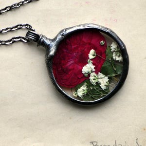 Pressed Flower Necklace, Real Rose Pendant, Dried Flower Pendant, Rosebud Necklace, Pink Rose Necklace, Rose Necklace, Gift For Girlfriend