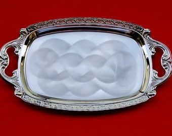 New Old Stock 80's Nickel Plated Steel Serving Tray with Pearlized finish, TWIN BIRD Japan  TR52