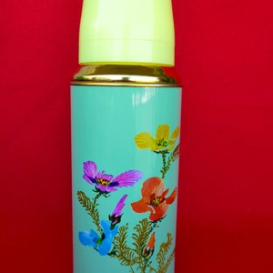 New Old Stock 80&#39;s Thermos - Vintage Thermos - Flower Thermos -Travel Thermos 20oz/0.62lt SUNFLOWER China Nr31