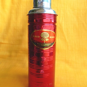 New Old Stock 70&#39;s Thermos - Vintage Thermos - Coffee Thermos - Cup Thermos -  Tea Thermos - Travel Thermos 28oz/0.86lt SUNFLOWER  Nr44