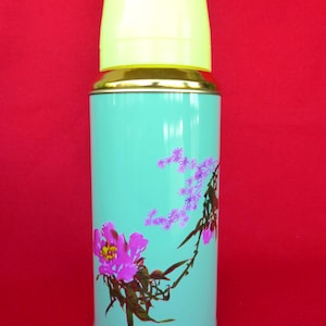 New Old Stock 80&#39;s Thermos - Vintage Thermos - Coffee Thermos- Tea Thermos - Flower Thermos -Travel Thermos 20oz/0.62lt SUNFLOWER China Nr32