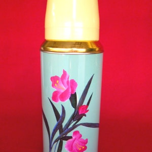 New Old Stock 80&#39;s Thermos - Vintage Thermos - Coffee Thermos - Cup Thermos - Tea Thermos -Travel Thermos 20oz/0.62lt SUNFLOWER China  Nr313