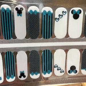 Mickey Stripes Nail Wraps / Nail Stickers / Nail Strips / Nail Polish Strips