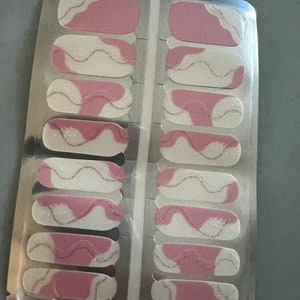 Pink and White Nail Wraps / Nail Stickers / Nail Strips / Nail Polish Strips
