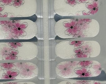 Pink Flowers Nail Polish Strips: Easy DIY Manicure