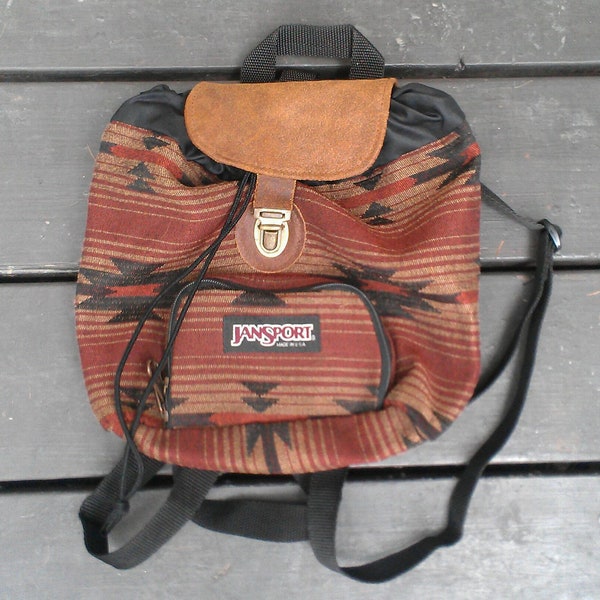 Vintage 1990's Jansport backpack pack navajo mexican aztek indian made in the usa