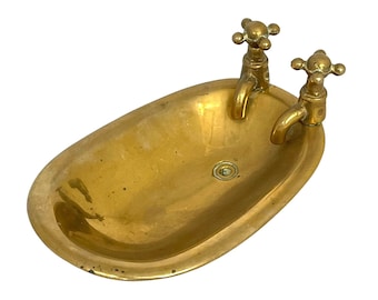 Vintage Brass Bathtub Soap Dish: Victorian Style Trinket Dish