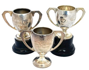 5 つのヴィンテージ トロフィー (32)、シルバー プレート トロフィー