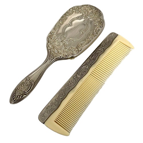 Vintage Brush and Comb Set Silver Plated Vanity Set Silver - Etsy