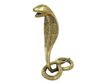 Vintage Brass Cobra Figurine: Indian Snake Ornament, Occult Decor